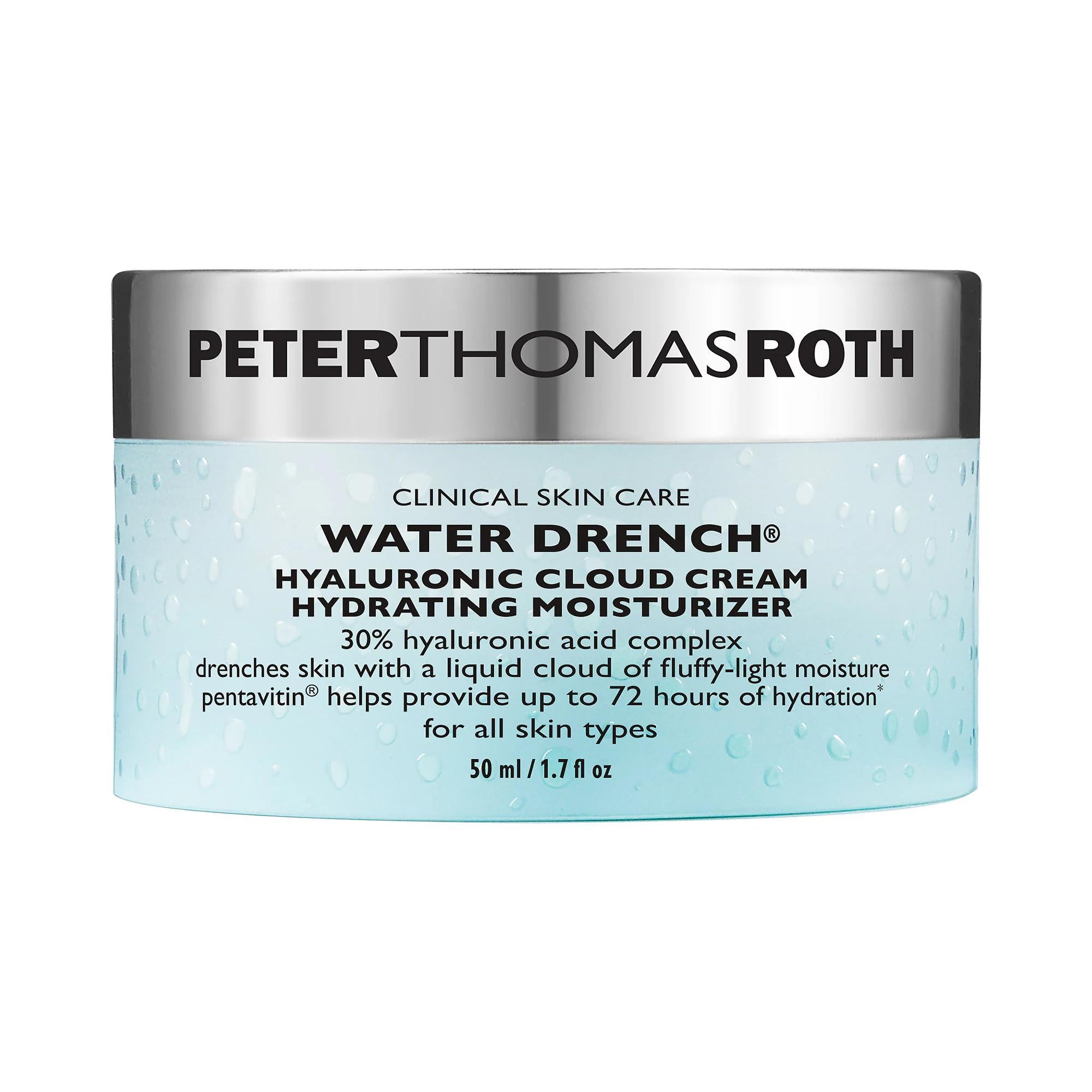 Peter Thomas Roth Water Drench Hyaluronic Cloud Cream: 72-Hour Hydrating Facial Moisturizer for Dry Skin, Fine Lines & Wrinkles Peter Thomas Roth Hyaluronic Cream: Hydrating Moisturizer hyaluronic acid moisturizer, hydrating cream, anti-aging moisturizer, dry skin moisturizer, 72-hour hydration cream, lightweight face cream, ceramide moisturizer, fine lines and wrinkles cream, facial moisturizer, skin hydration, wrinkle reduction, dry skin relief, long-lasting hydration, best face cream, skincare, beauty, m