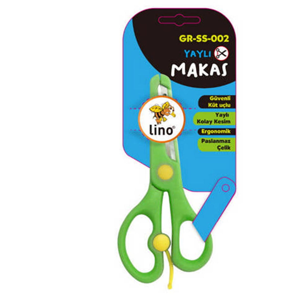 Lino Student Scissors - Safe, Ergonomic, and Durable for Children - Stainless Steel, Blunt Tip, Spring-Loaded