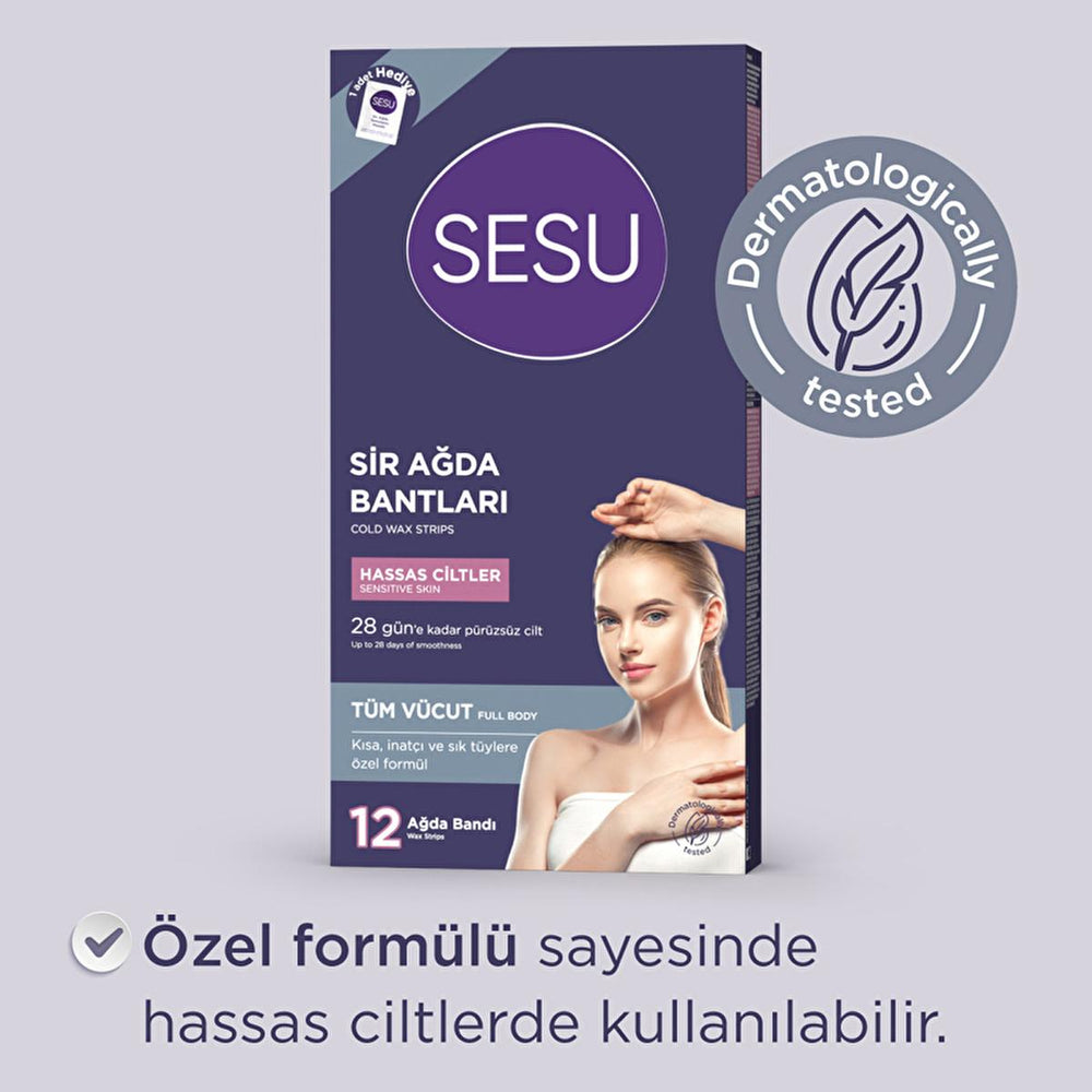 Sesu Sensitive Skin Wax Strips - Gentle Hair Removal for Short Hair, Easy to Use, Sugar-Free Formula - view 6