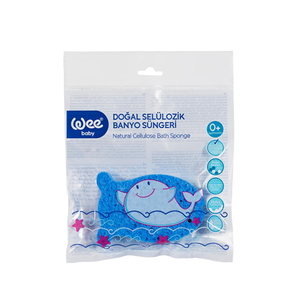 Wee Baby Natural Cellulose Bath Sponge - Blue for Infants | Baby Bath Essential - view 2
