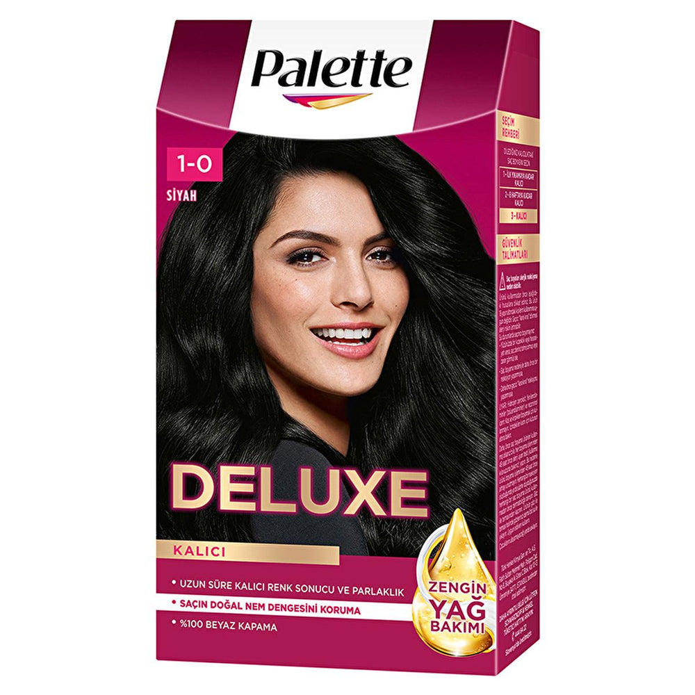 Palette Deluxe: Intense Black Hair Dye 1-0 - Long Lasting Color, Deep Conditioning with Micro Oils, At-Home Permanent Hair Coloring Palette Deluxe Black Hair Dye: Long Lasting Color & Shine black hair dye, permanent black hair color, long lasting black hair dye, hair dye with micro oils, Palette Deluxe black, 1-0 black hair dye, hair coloring, at-home hair color, black hair, permanent hair color, hair color, hair dye, micro oils, deep conditioning, long-lasting color, vibrant color, intense black, at home h