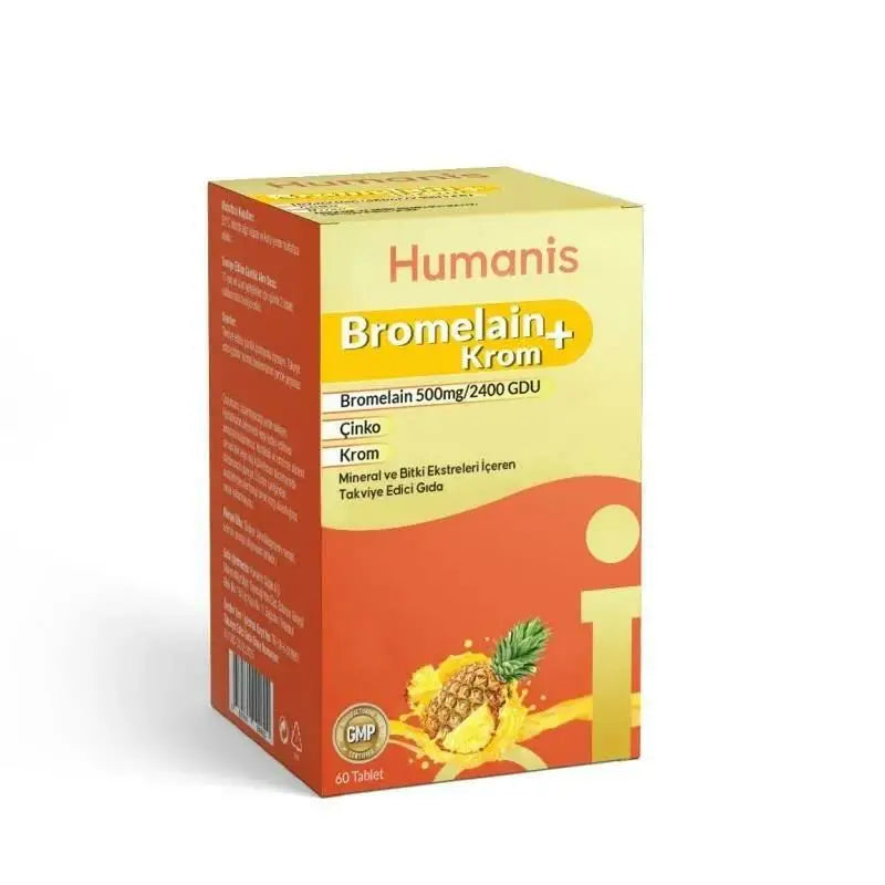 Humanis Bromelain &amp; Chromium Dietary Supplement 60 Tablets