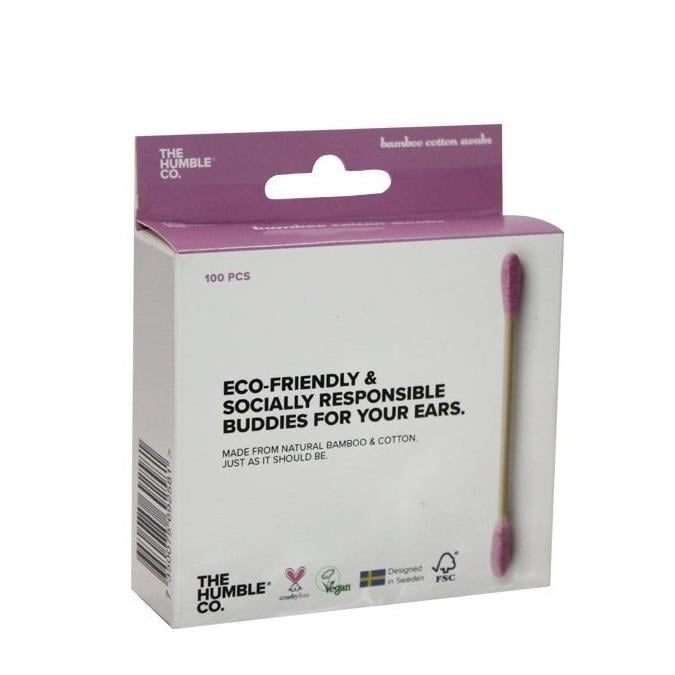 Humble Brush Bamboo Cotton Swabs Pink Eco-Friendly 100 Count