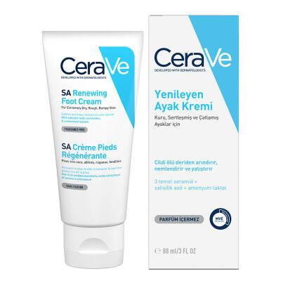 cerave sa foot cream 88 ml front view, cerave sa foot cream 88 ml texture, cerave sa foot cream application on feet CeraVe SA Foot Cream - Renewing Formula | 88 ml CeraVe SA Foot Cream - Renewing Formula | 88 ml cerave, sa-foot-cream, foot-care, dry-skin, exfoliating-cream, skin-care, moisturizer, hypoallergenic, fragrance-free, ai-generated