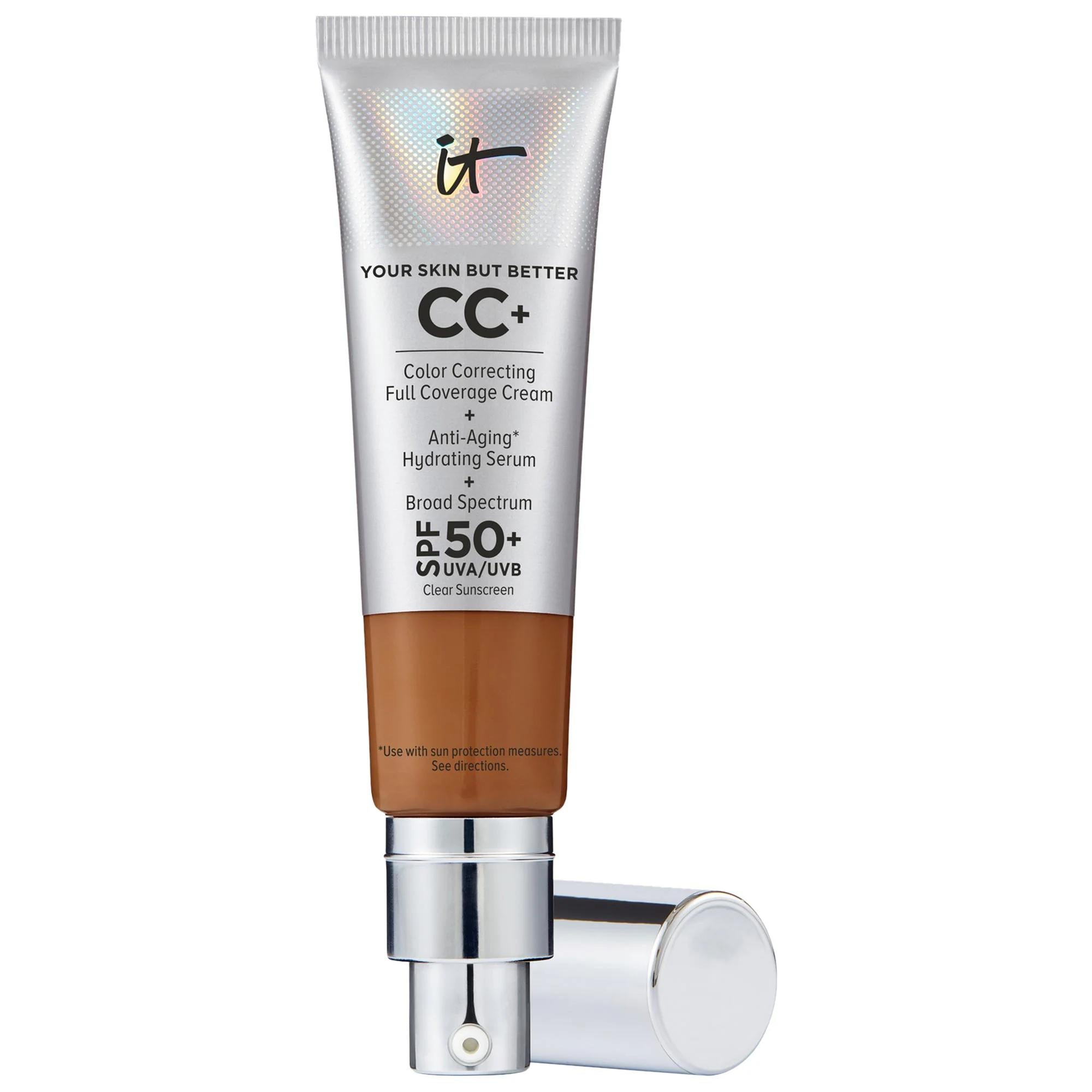 IT Cosmetics CC+ Cream Full Coverage Foundation SPF 50+ - Color Correcting, Anti-Aging, Hydrating - Achieve Flawless Skin & Sun Protection IT Cosmetics CC+ Cream: Full Coverage Foundation & SPF 50 CC Cream Foundation, Full Coverage Foundation, SPF 50 Foundation, Color Correcting Cream, Anti-Aging Foundation, Hydrating Foundation, Foundation for acne scars, Foundation for redness, Paraben free foundation, Sulfate free foundation, makeup, face makeup, foundation, full coverage, spf 50, hyaluronic acid, Niacin