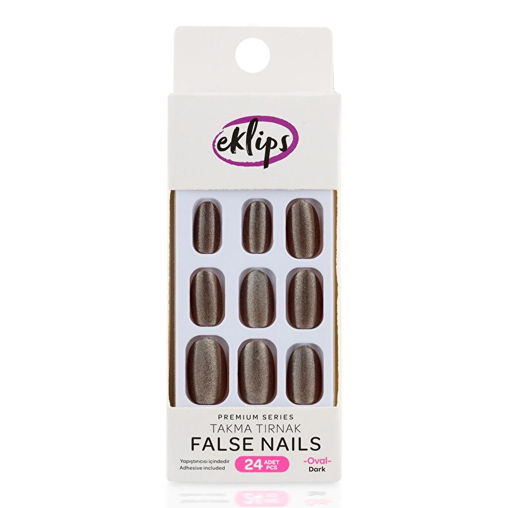 Eklips Glitter Dark Oval Press-On Nails - 24 Count
