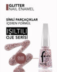 Flormar Glitter Semi-Sheer Pink Silver Nail Polish GL02 11ml