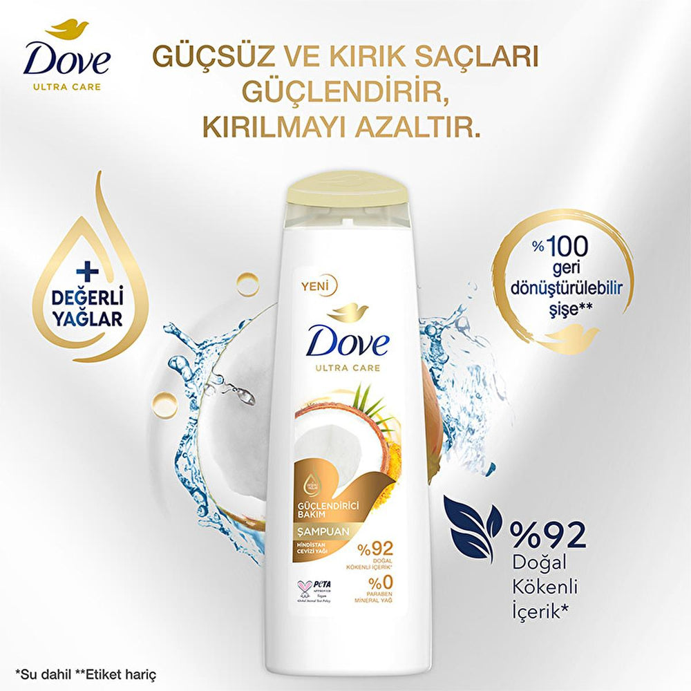 Dove Coconut Oil Shampoo - Natural, Vegan, Cruelty-Free Hair Care for Weak & Damaged Hair - view 2
