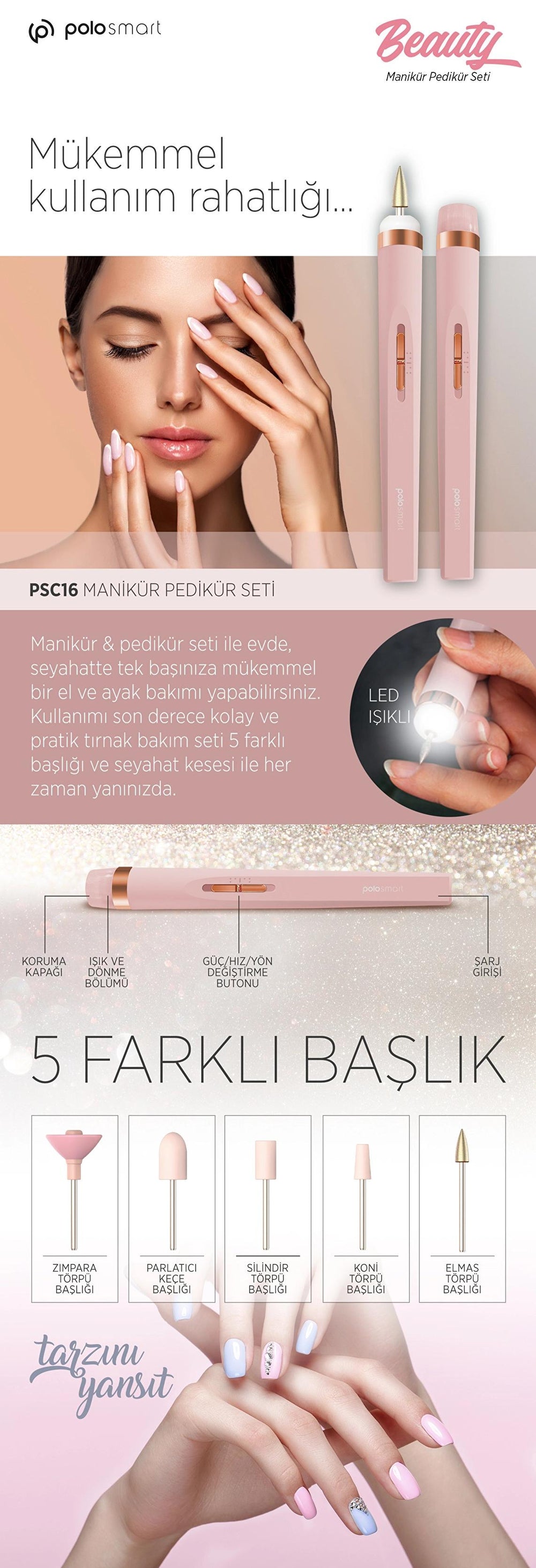 Polosmart Electronic Manicure & Pedicure Nail Care Set