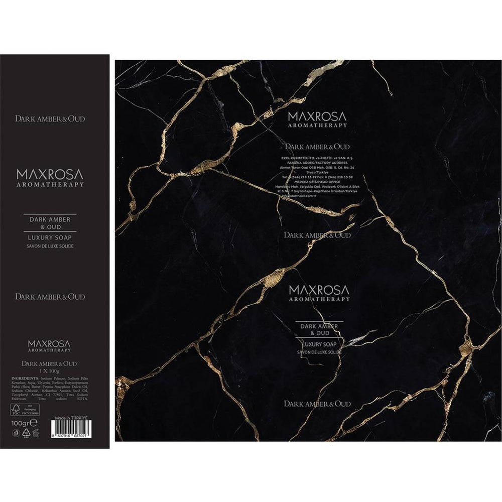 Maxrosa Dark Amber & Oud Solid Soap Bar 100g
