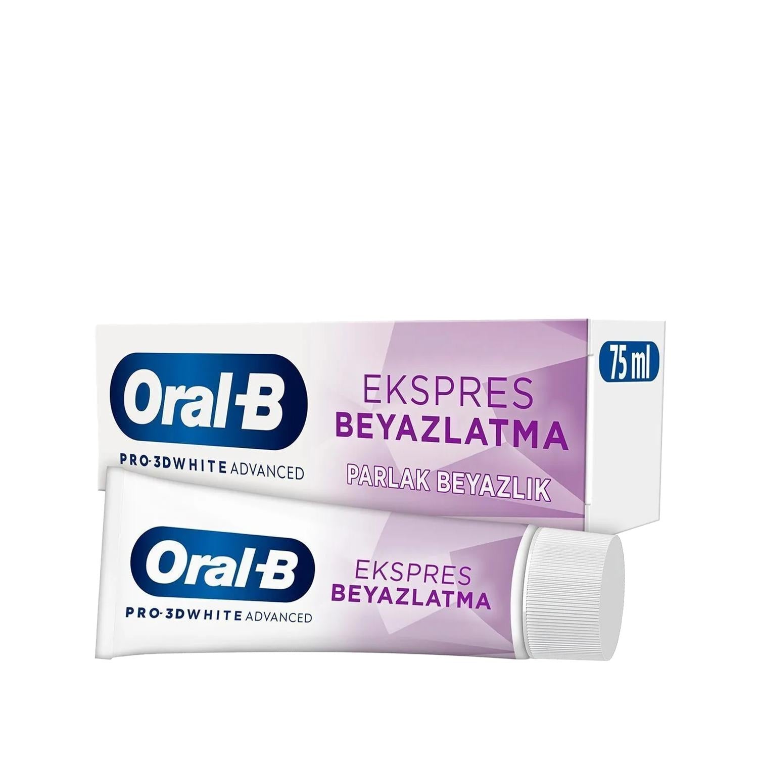 Oral-B 3D White Advanced Express Whitening Toothpaste - Brightens Teeth, 75ml Oral-B 3D White Advanced Express Toothpaste for Whiter Teeth Oral-B toothpaste, teeth whitening toothpaste, 3D White Advanced Express, whitening oral care, dental hygiene products, oral hygiene, teeth whitening, Oral-B 3D White, brightening toothpaste, smile whitening, dental care, Oral-B whitening toothpaste, advanced whitening, stain removal toothpaste