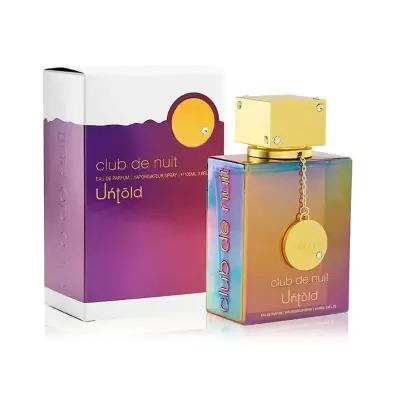 armaf club de nuit untold unisex edp 105 ml bottle, close up of armaf club de nuit untold fragrance, packaging of armaf club de nuit untold unisex edp Armaf Club de Nuit Untold Unisex EDP - 3.4 Fl Oz Armaf Club de Nuit Untold - Unisex EDP 3.4 Fl Oz fragrance, unisex-perfume, armaf, edp, saffron, amber, cedar, jasmine, ambergris, ai-generated