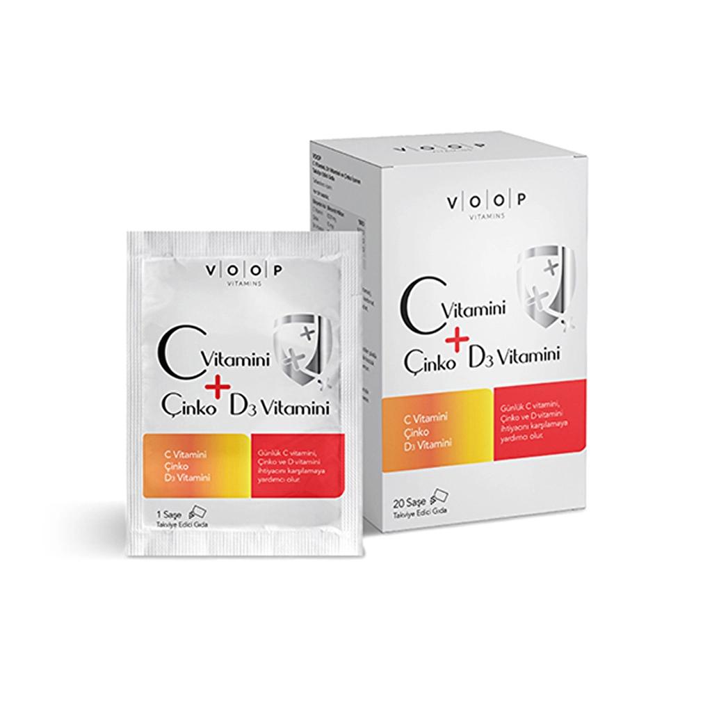 Voop Vitamin C, D3 &amp; Zinc Dietary Supplement 20 Sachets