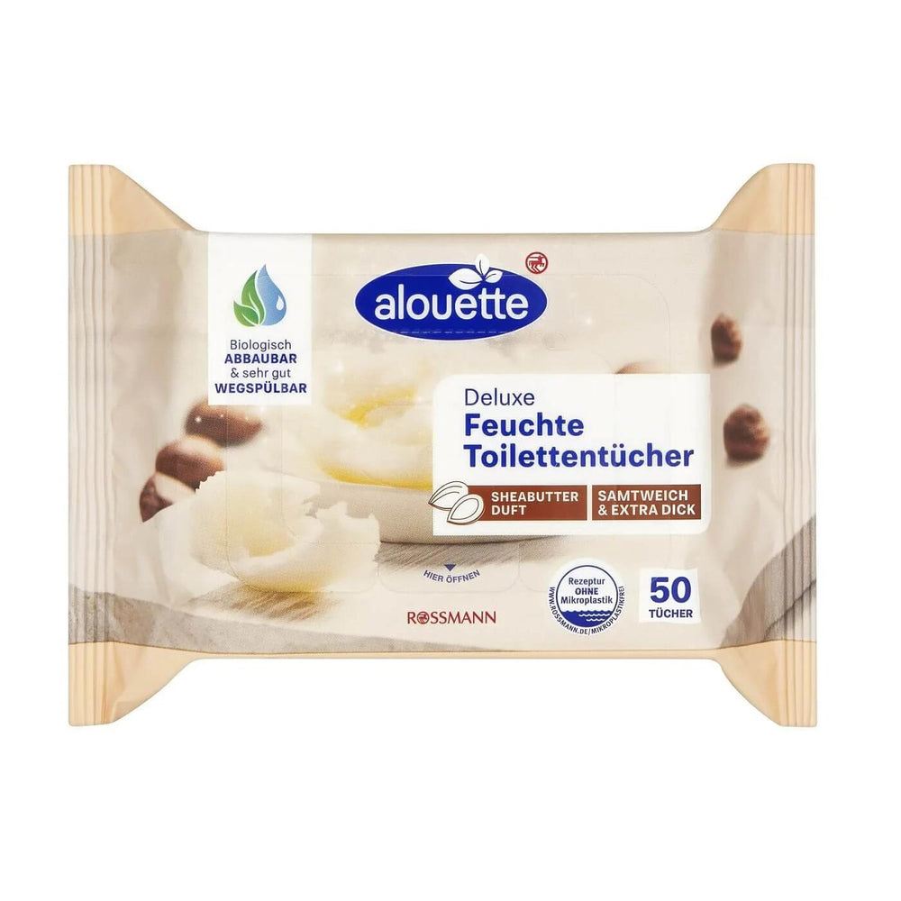 Alouette Shea Butter Moist Toilet Wipes for Gentle Cleansing 50 Count