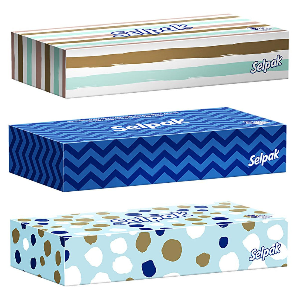 Selpak 50-Pack Soft Tissue Box - Decorative Design for Home, Car, or Office - Hygiene Products
