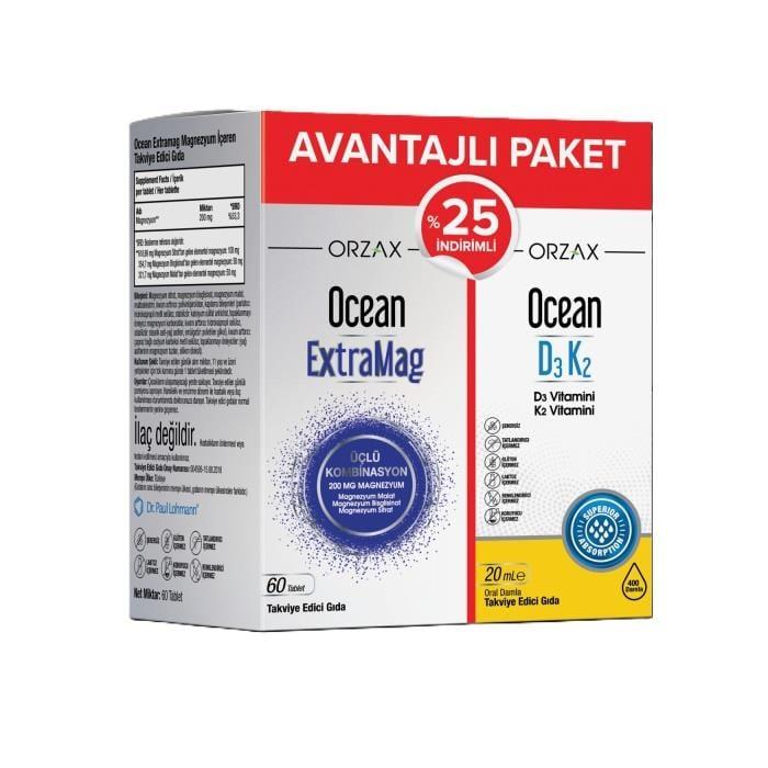 Ocean Nutrition Magnesium & Vitamin D3K2 Supplement Bundle for Bone Health - 60 Tablets + 20ml Liquid Drops Magnesium & Vitamin D3K2 Supplement Bundle - Ocean Nutrition Magnesium Supplement, Vitamin D3K2, Dietary Supplements, Bone Health, Immune System Support, Magnezyum Takviyesi, D3K2 Damla, Health Supplements, Wellness Products, Nutritional Support, Cardiovascular Health