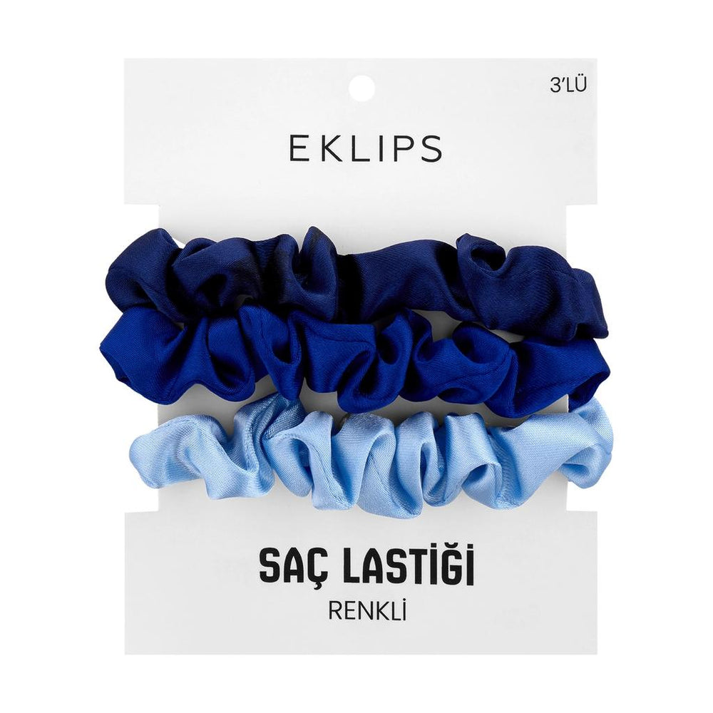 Eklips Satin Hair Scrunchies Gentle Blue Hair Ties 3-Pack