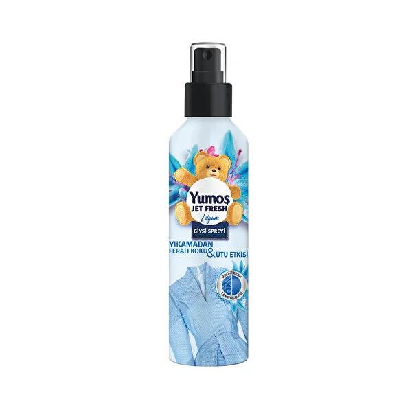 Yumoş Jet Fresh Fabric Refresher Spray - Lilyum Scent, 6.76 fl oz - Anti-Wrinkle, Freshens Without Washing Yumoş Jet Fresh Fabric Refresher - Freshens & De-Wrinkles fabric refresher spray, clothing freshener, anti-wrinkle spray, Lilyum scent, Yumoş Jet Fresh, freshness without washing, wrinkle reduction, clothing care, laundry convenience, travel accessory, gym clothes refresher, outdoor gear refresher
