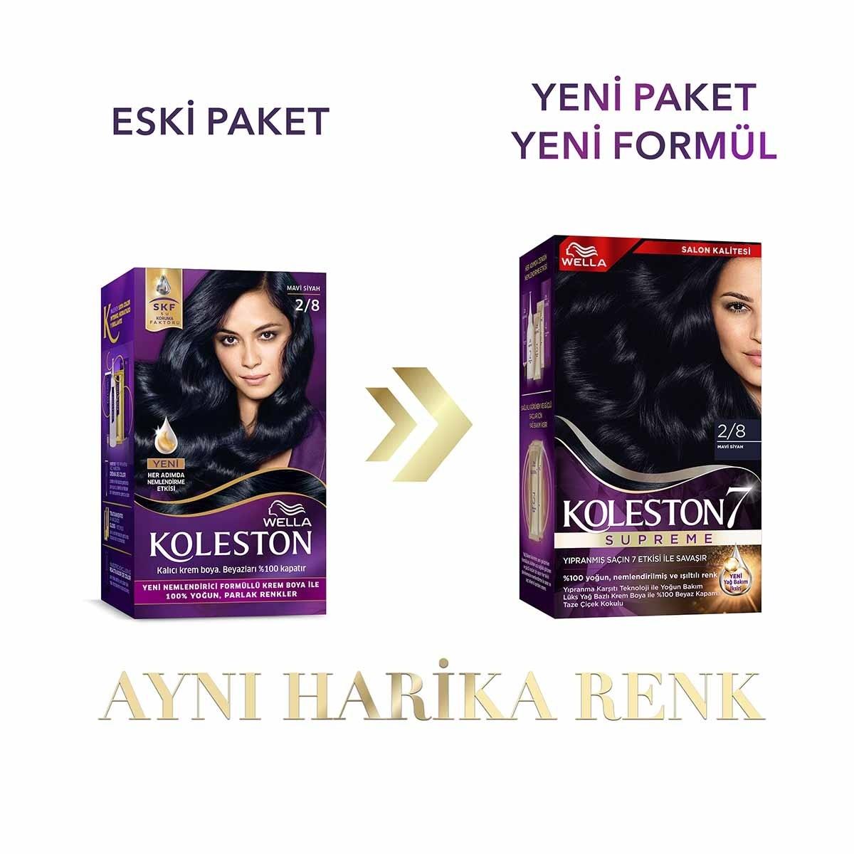 Wella Koleston Supreme Blue Black Hair Dye 2/8: Intense Color, Gray Coverage &amp; Conditioning - At-Home Permanent Hair Color Kit Wella Koleston Blue Black Hair Dye: Gray Coverage &amp; Shine hair dye, hair color, at home hair color, blue black hair dye, permanent hair color, hair coloring kit, gray hair coverage, wella koleston, hair treatment after coloring, blue hair dye, black hair dye, hair color for women, hair color for gray coverage, at-home hair color kit, luxurious hair dye, oil care elixir, color reacti