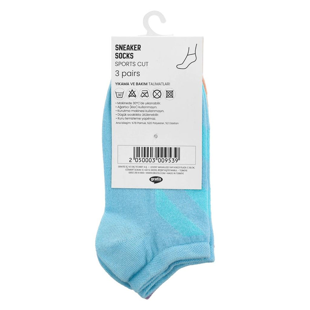Eklips Colorful Unisex Sneaker Socks Comfort 3-Pack