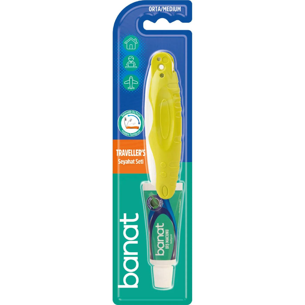 Banat Travel Oral Care Set with Pocket Toothbrush & Toothpaste 15ml