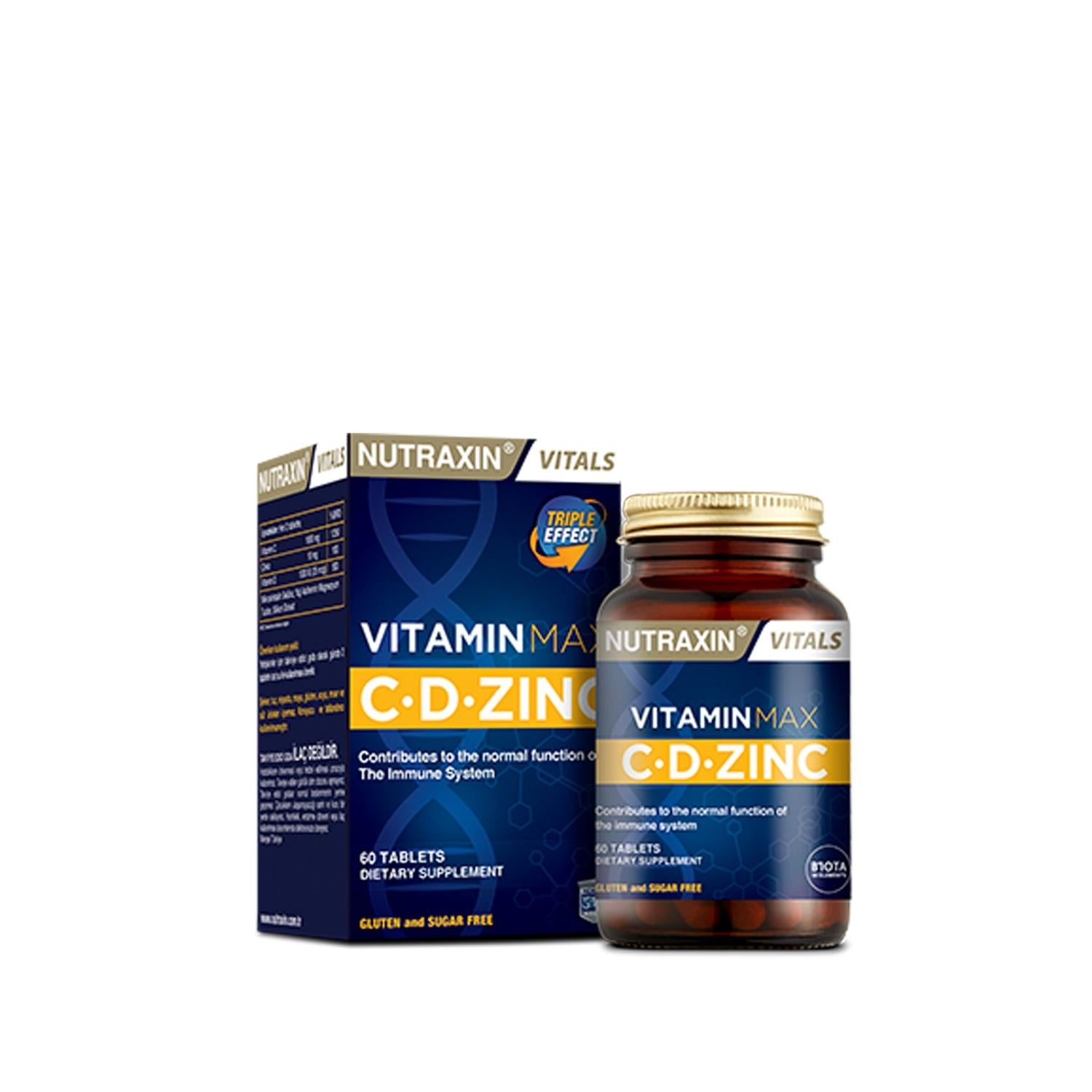 Nutraxin Vitamin Max C.D.Zinc 60 Tablets - Boosts Immune System with Vitamin C & Zinc Dietary Supplement Nutraxin Vitamin Max C.D.Zinc 60 Tablets - Immune Boost Supplement Vitamin C supplement, Zinc dietary supplement, Nutraxin Vitamin Max C.D.Zinc, Immune system support, Dietary tablets for health, Health supplements, Immune boost, Vitamin C benefits, Zinc benefits, Dietary support, Wellness products, Nutraxin products