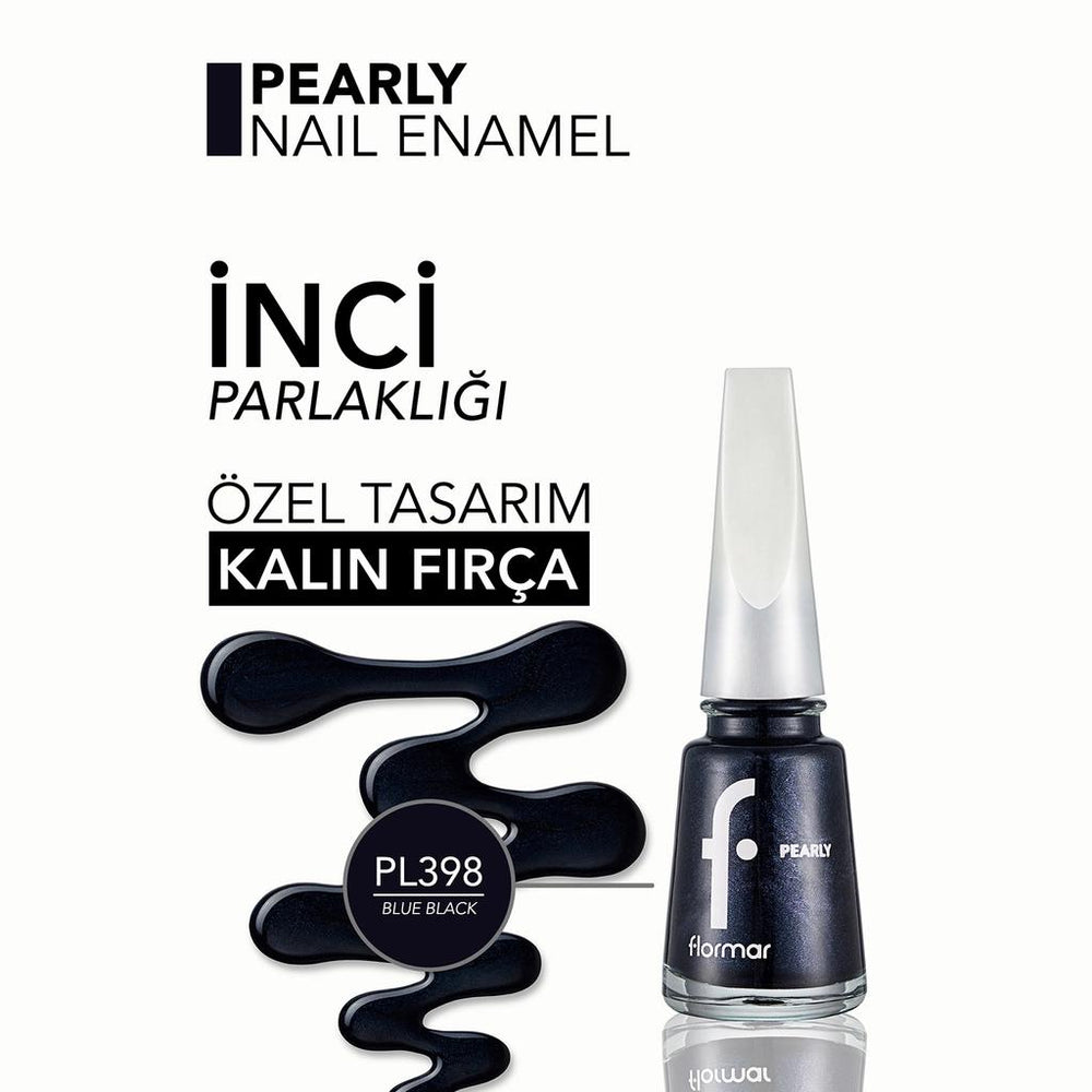 Flormar Pearly Semi-Sheer Shimmer Nail Polish 398 Blue Black 11ml