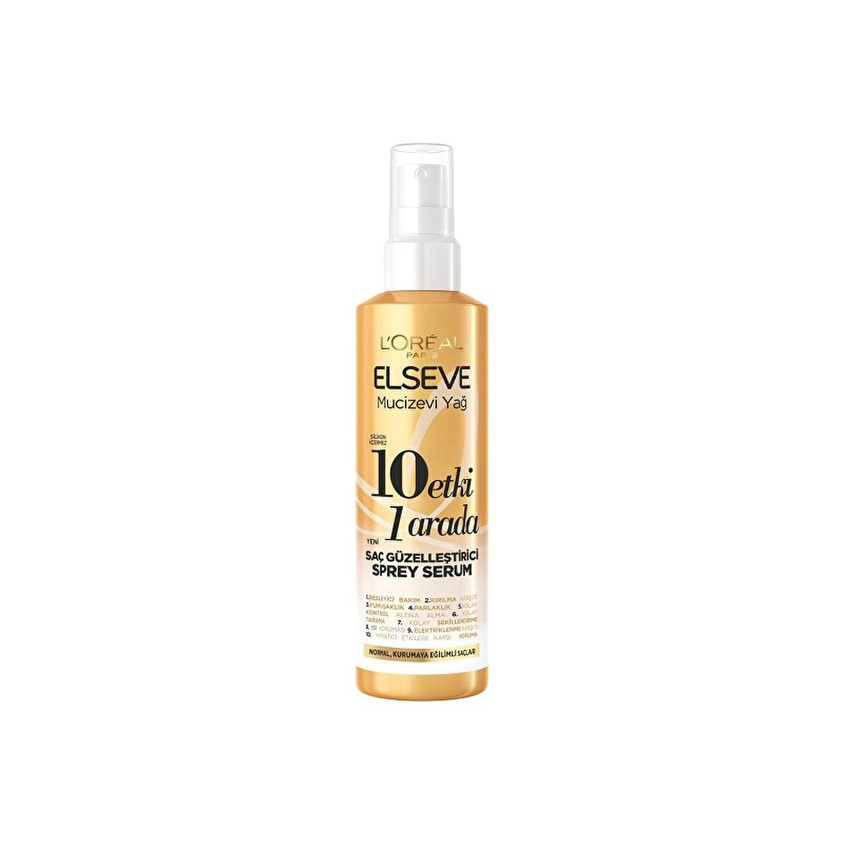 Loreal Paris Elseve: 10-in-1 Hair Beautifying Spray Serum - Heat Protection, Anti-Frizz, Damage Repair, Nourishing, Silicone-Free - For Soft, Shiny Hair Loreal Elseve 10-in-1 Hair Serum - Heat Protection &amp; Shine hair beautifying spray serum, 10-in-1 hair treatment, heat protection hair spray, anti-frizz hair serum, hair breakage treatment, nourishing hair spray, silicone-free hair serum, Loreal Elseve hair care, damage repair hair spray, hair shine spray, hair serum, hair spray, hair treatment, heat protect