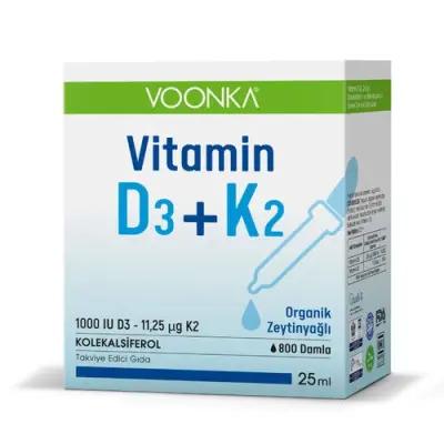 Voonka Vitamin D3+K2 Dietary Supplement Liquid - 25ml Bottle, Supports Bone Health & Immune Function - Vitamin & Supplement