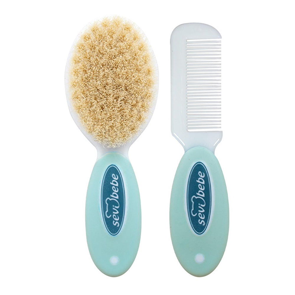 Sevi Bebe Baby Hair Brush and Comb Set - Natural Bristle, Gentle Grooming for Newborns - view 5