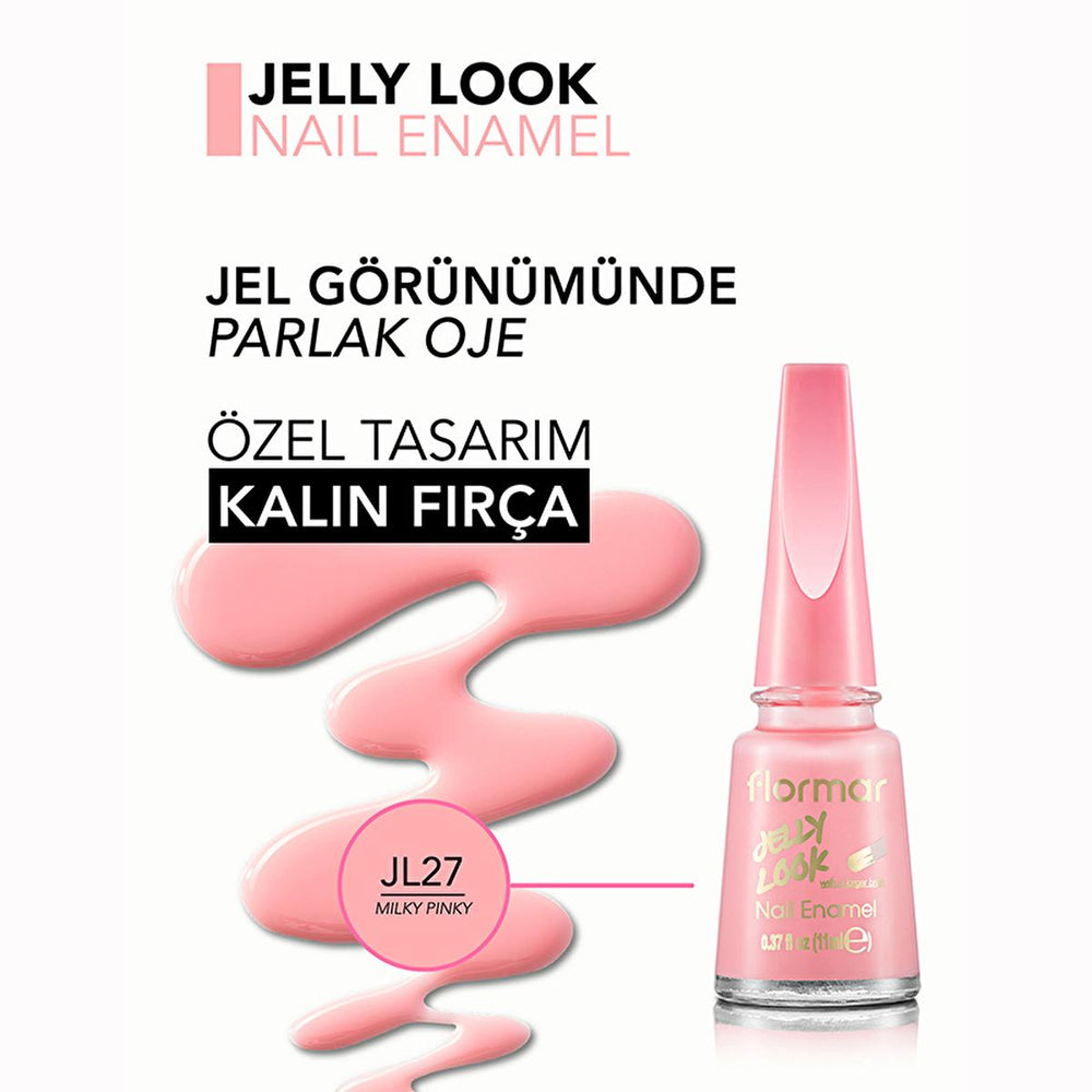 Flormar Jelly Look Nail Polish - High-Pigment, Gel Finish, Long-Lasting - Milky Pinky - view 3