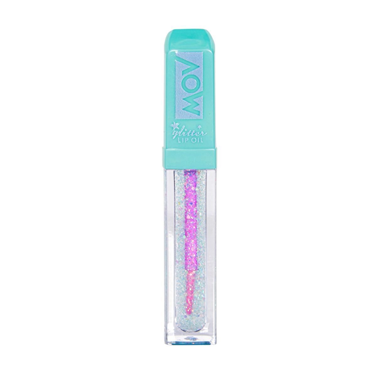 Mov Cosmetics Glitter Lip Oil - Shiny Green Lip Gloss for Vibrant Lip Makeup - Lip Gloss