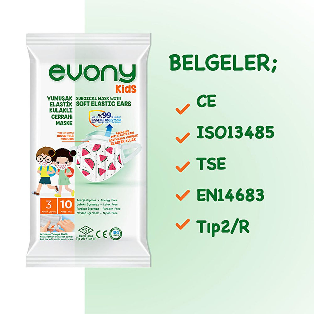 Evony Children's Face Mask: 10-Pack - TSE Certified, Soft, Comfortable, & Allergy-Free Kids Face Masks for Reliable Respiratory Protection Evony Kids Face Masks: Certified Protection & Comfort - 10 Pack children's face mask, kids face mask, disposable face mask children, patterned face mask kids, TSE certified face mask, 3-layer kids mask, soft face mask child, comfortable kids mask, allergy-free face mask children, safe face mask for child, children's mask, kids mask, disposable mask, patterned mask, TSE c