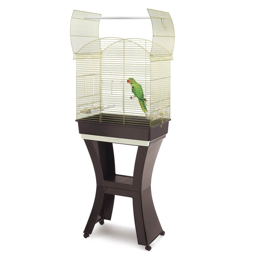 Imac Calla Standing Bird Cage Coffee - Rolling Stand, Brass Wire, Open Top