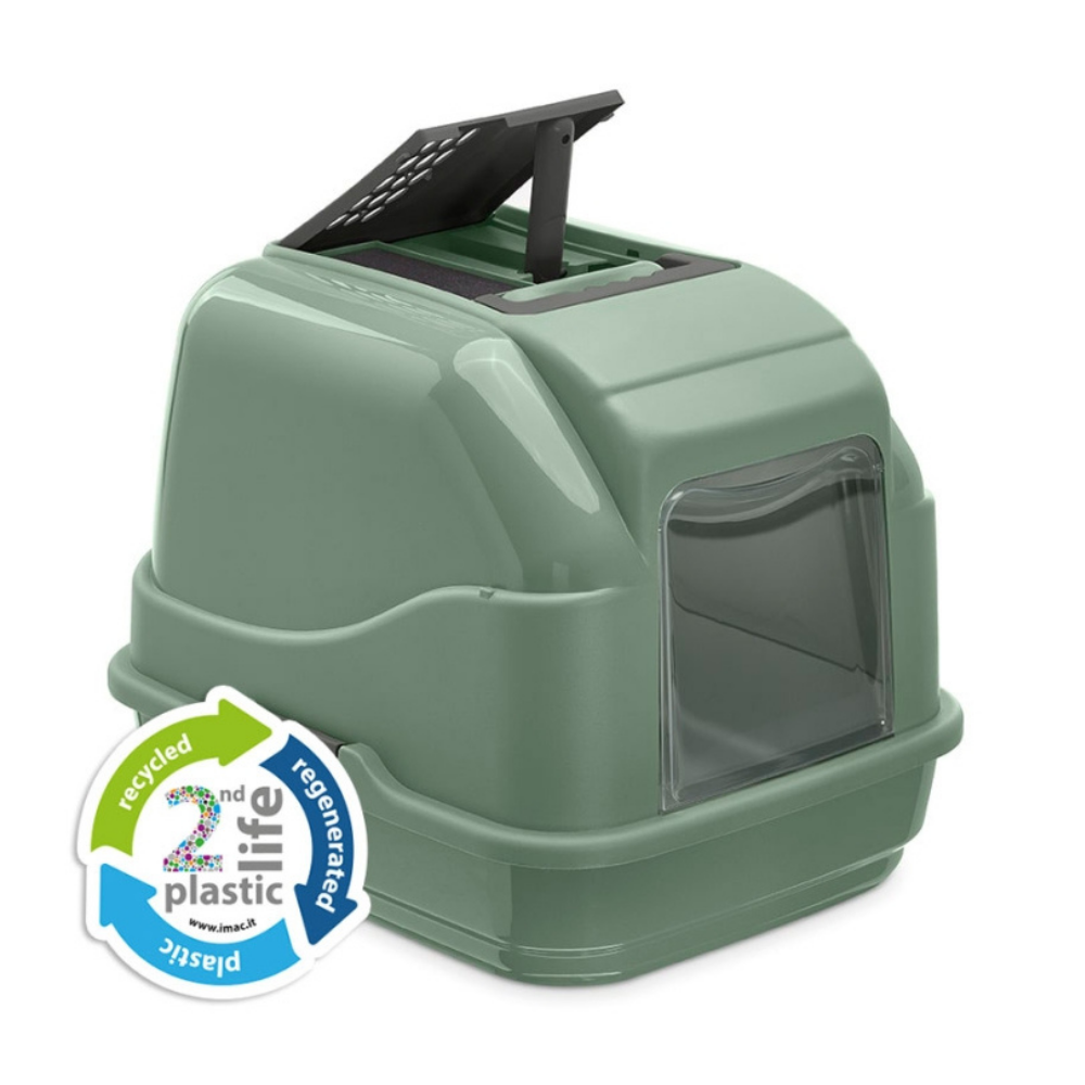 Imac Easy Cat 2nd Life Covered Cat Litter Box Green 50x40x40cm