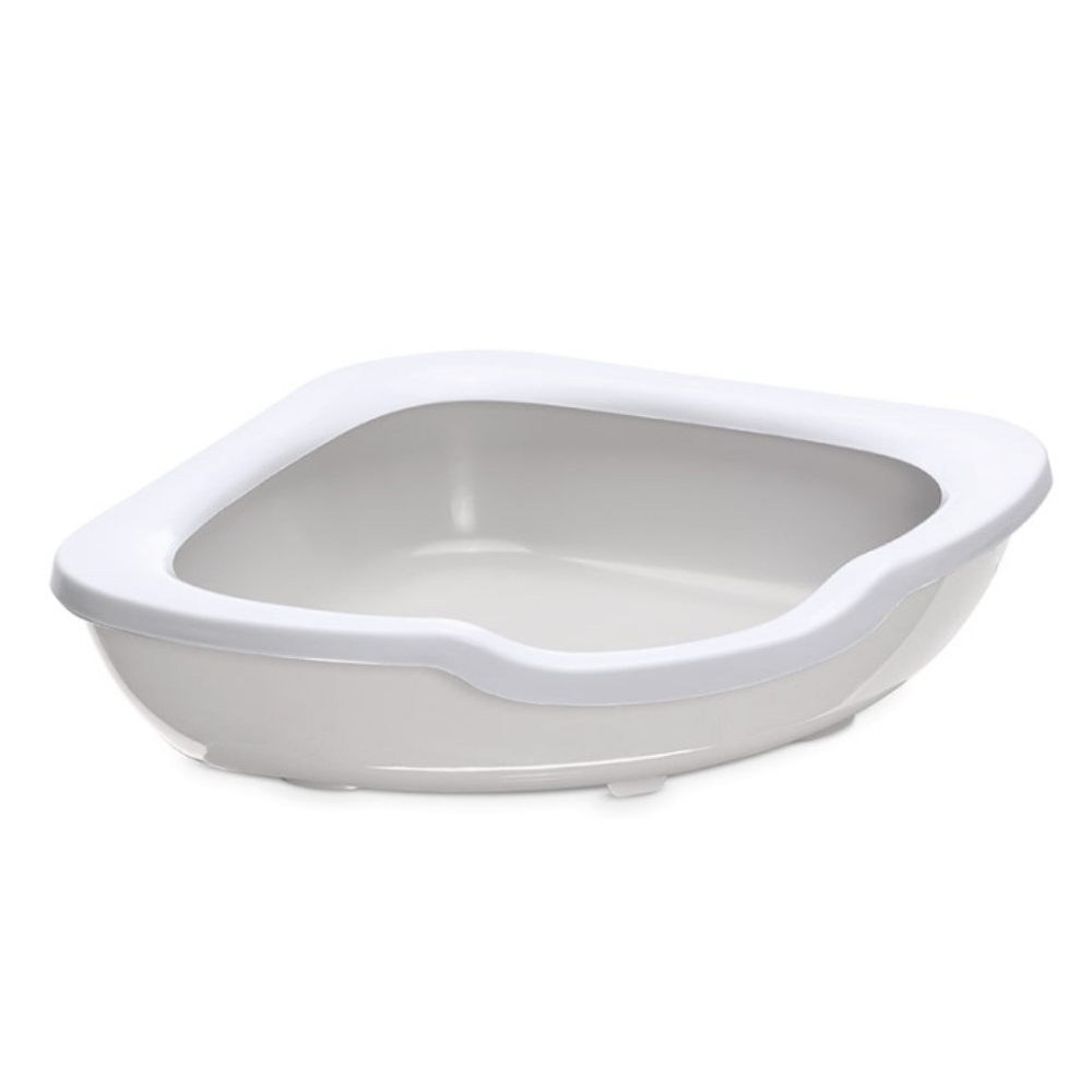 Imac Fred Open Corner Cat Litter Box Space-Saving Beige 51cm