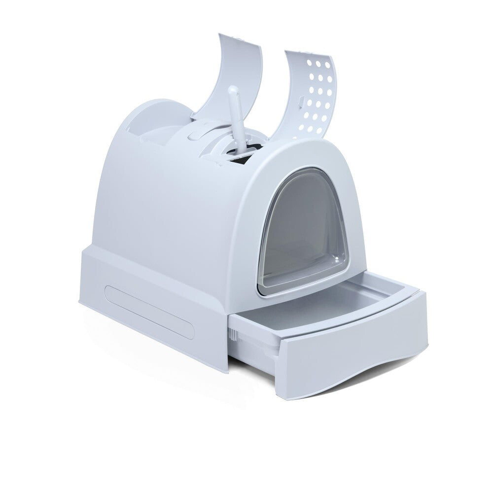 Imac Zuma Ice Blue Enclosed Litter Box with Drawer 56 cm
