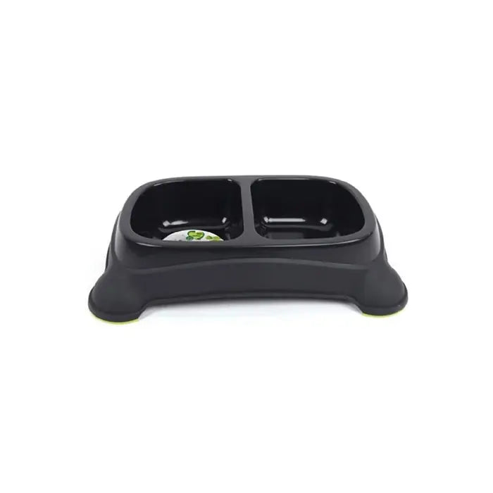 M-Pets Eco Double Pet Food and Water Bowl Set Black 2x400 ml