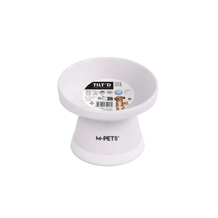 M-Pets Tiltd Ceramic Pet Bowl Ergonomic Design White 150ml