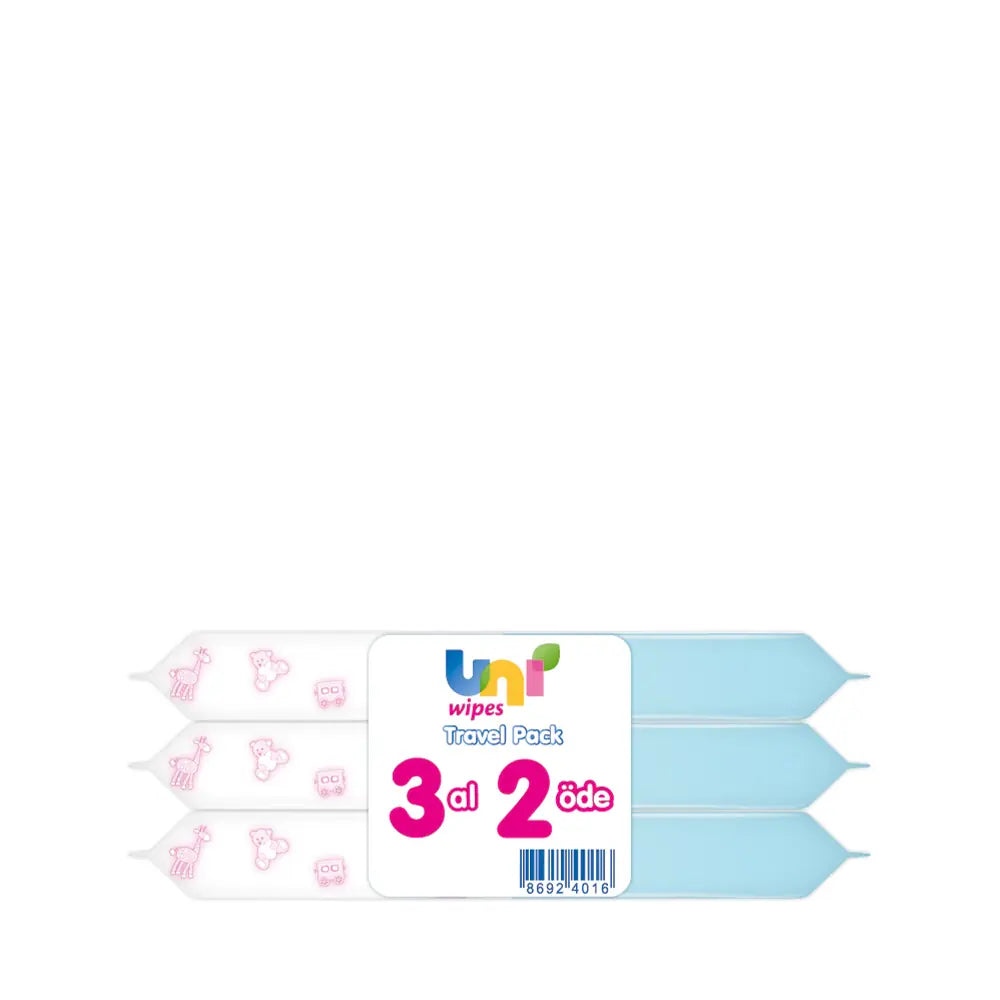 Uni Baby Active Pocket Wet Wipes for Gentle Cleansing 3x15 Pack