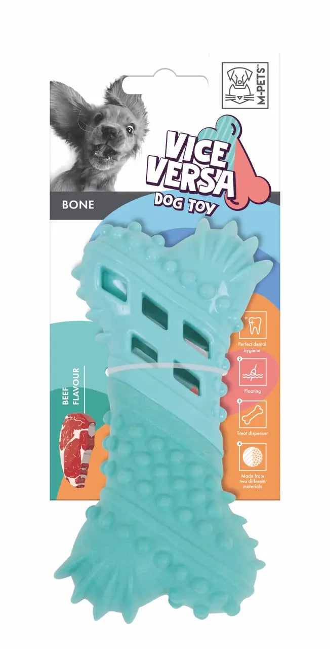 M-Pets Vice Versa Bone Meat-Flavored Blue Dog Toy