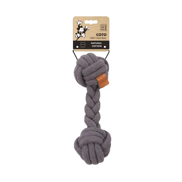 M-Pets COTO Duo Ball Braided Dog Toy Grey 28cm