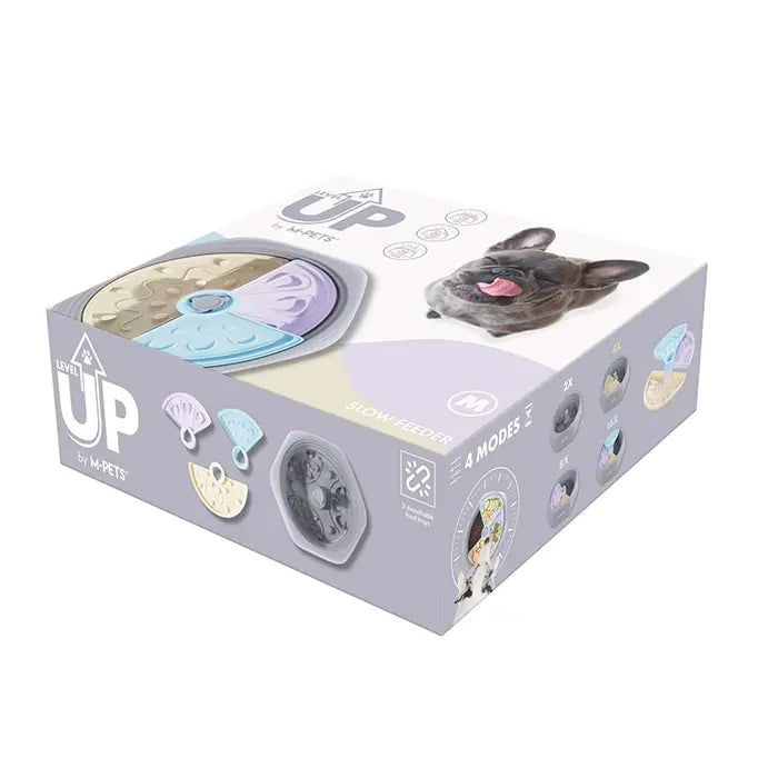 M-Pets Level Up Adjustable Slow Feeder Dog Bowl Medium