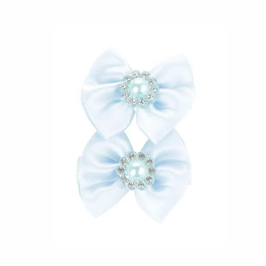 M-Pets Glam Blue Bow Accessory for Cats and Dogs 1 pc