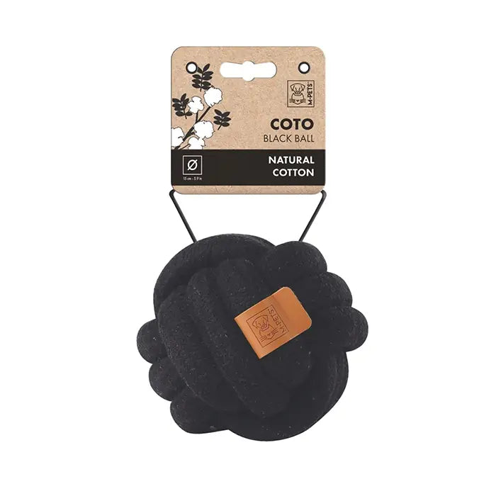 M-Pets Coto Black Ball Braided Cotton Dog Toy 15cm