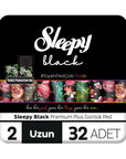Sleepy Black Premium Plus Long Daily Liners 32 Count