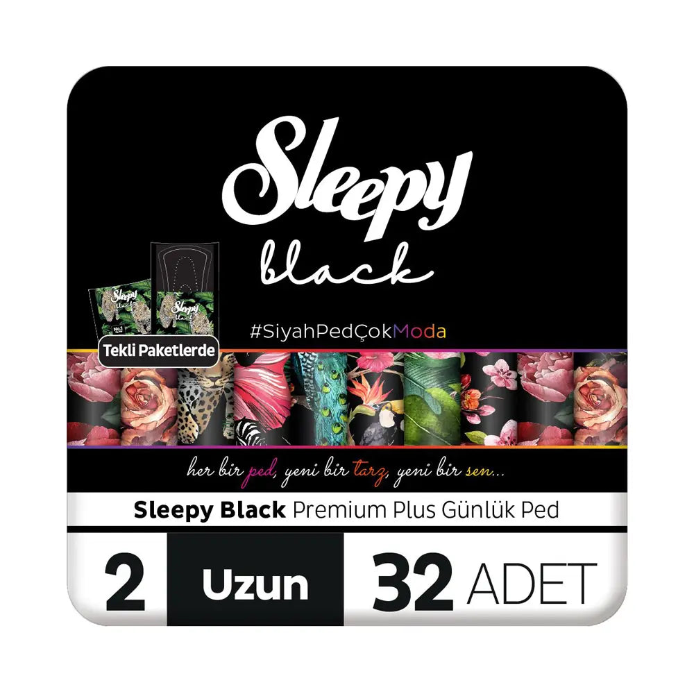 Sleepy Black Premium Plus Long Daily Liners 32 Count