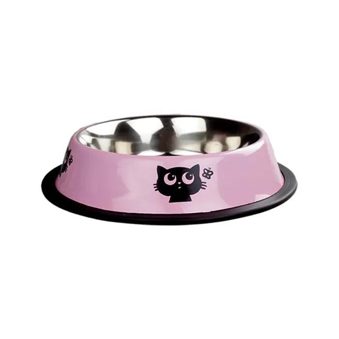 Oripet Pink Cat Pattern Stainless Steel Pet Bowl 16 oz