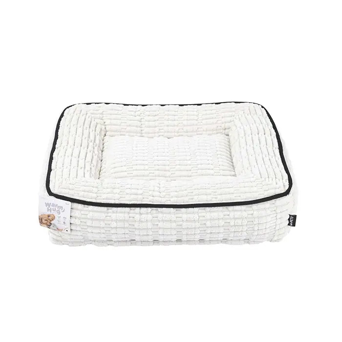 M-Pets Warm Hug Velvet Pet Bed for Cats and Dogs White Medium