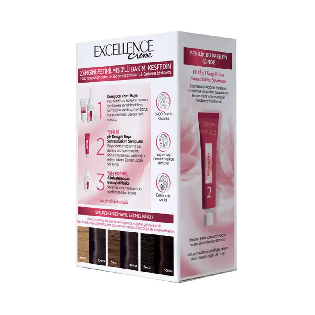 L'Oreal Paris Excellence Creme Hair Dye 2 Black for Rich Color